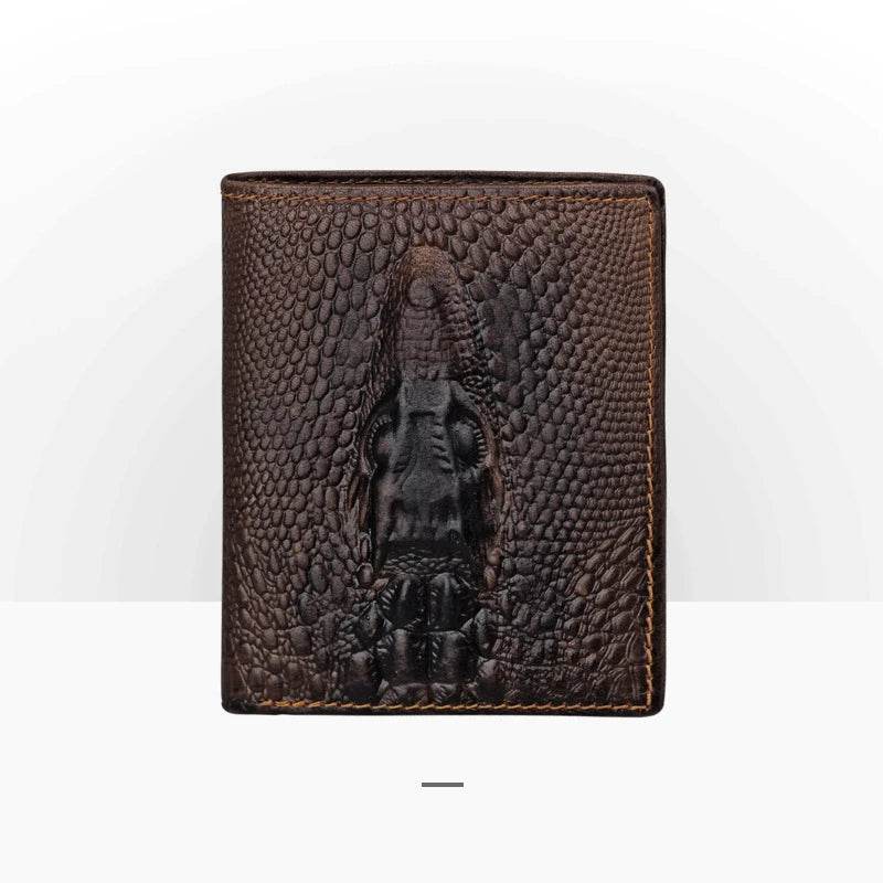 3D Dragon Style Genuine Leather Long Wallet for Men, Bifold Fashion - VacationGrabs