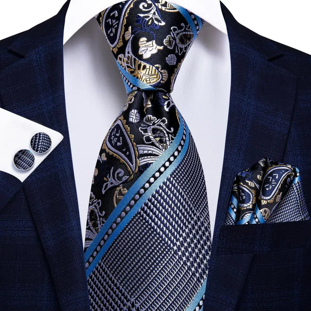Men's Black Silk Paisley Tie for Travel-Friendly Style