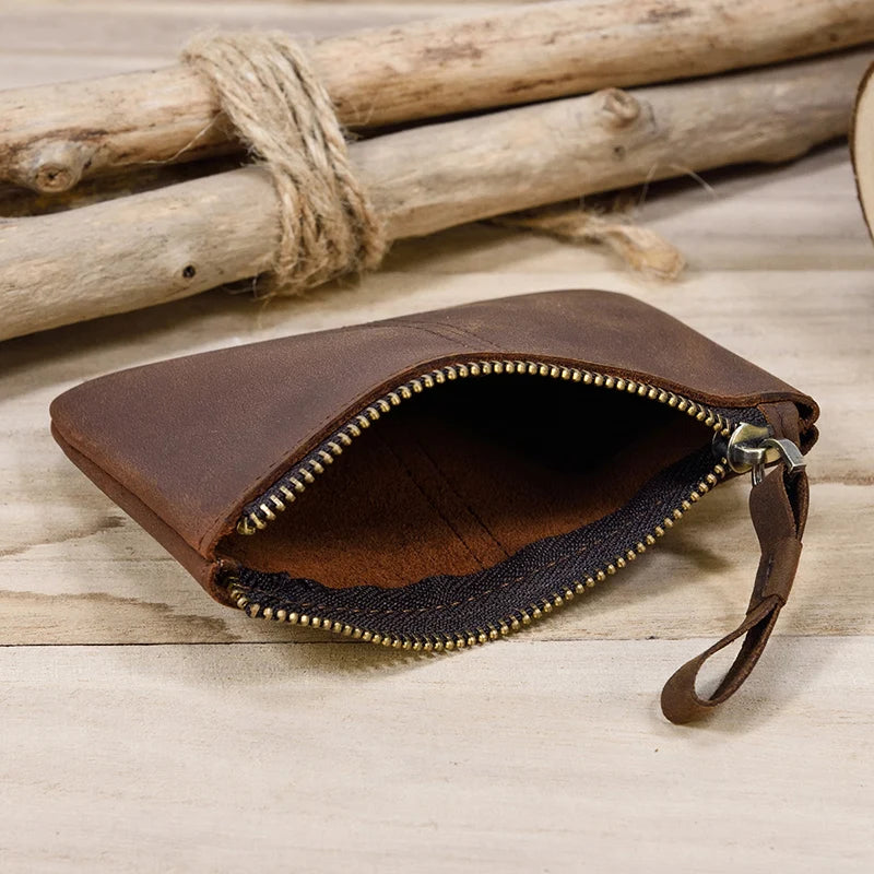 Men’s Leather Phone Pouch Handbag Mobile Wallet with Wrist