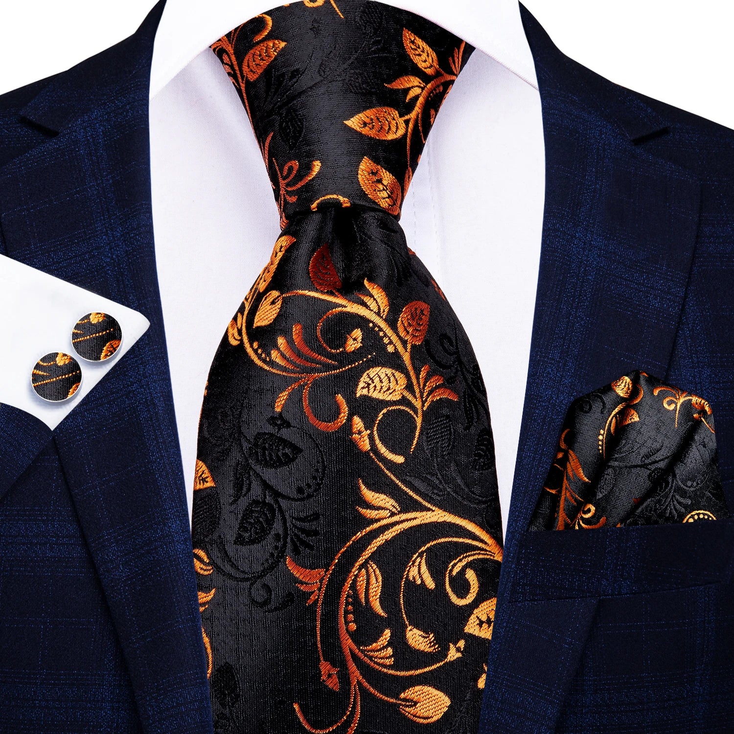 Men's Black Silk Paisley Tie for Travel-Friendly Style