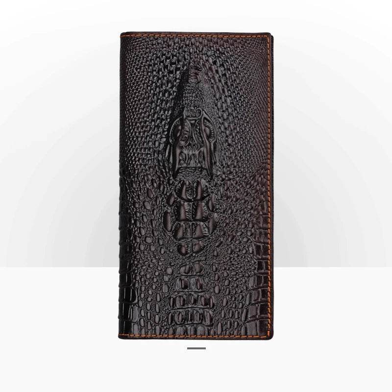 3D Dragon Style Genuine Leather Long Wallet for Men, Bifold Fashion - VacationGrabs