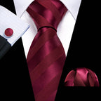 Red Plaid Silk Tie Set for Men - VacationGrabs