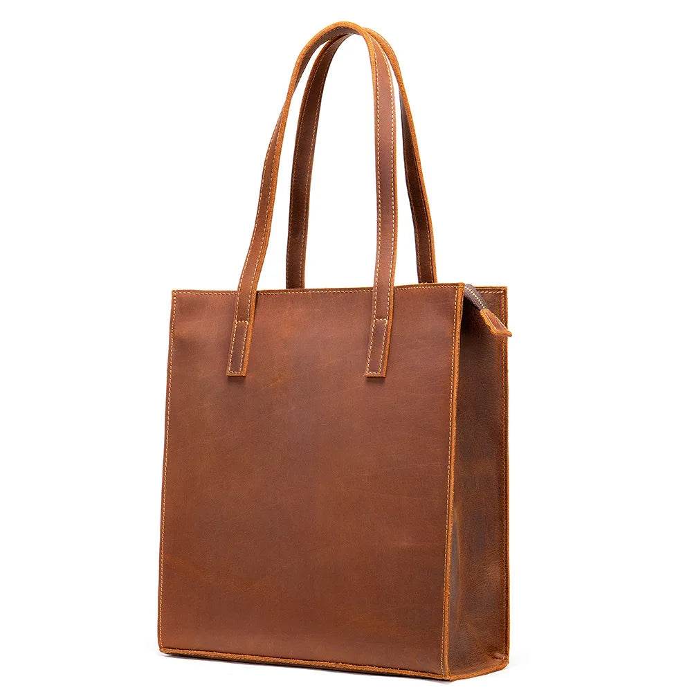 Large Designer Leather Briefcase Totes Cowhide Handbag - VacationGrabs
