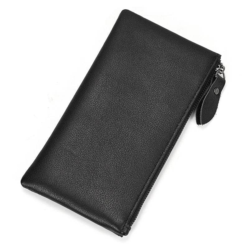 Crazy Horse Leather Zipper Wallet with Key Chain for Coins & Cards - VacationGrabs