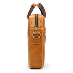 Men's Leather Briefcase 15.6" Laptop Bag Top Layer Leather