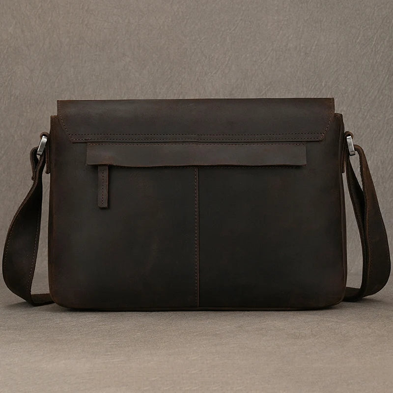 Top Leather Crazy Horse Leather 9.7" Ipad Shoulder Bag
