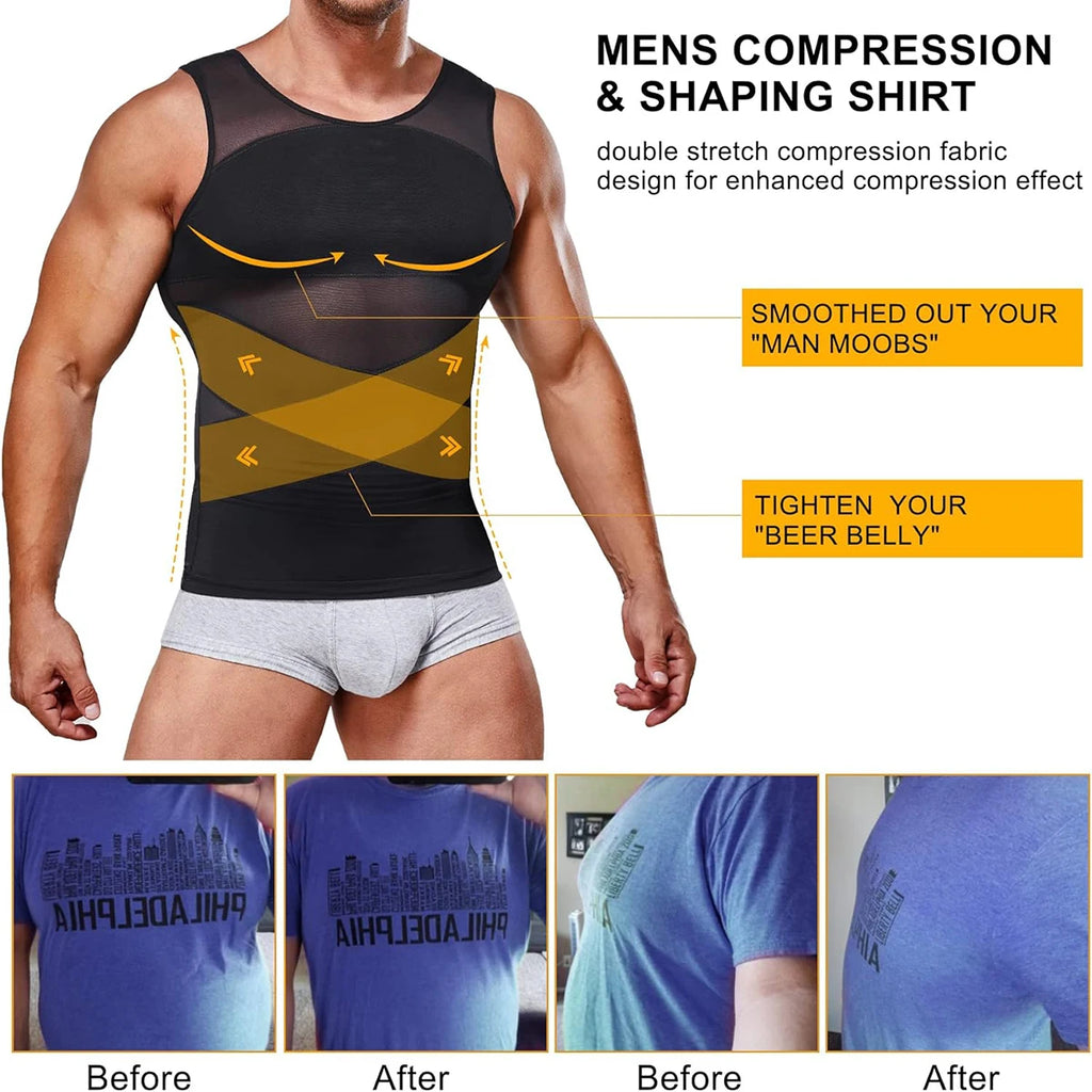 Men Compression Shirt Cross Mesh Tank Top Breathable