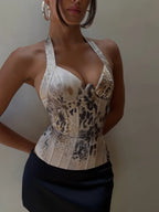 Women's animal print cheetah bodice top, stylish for summer outings