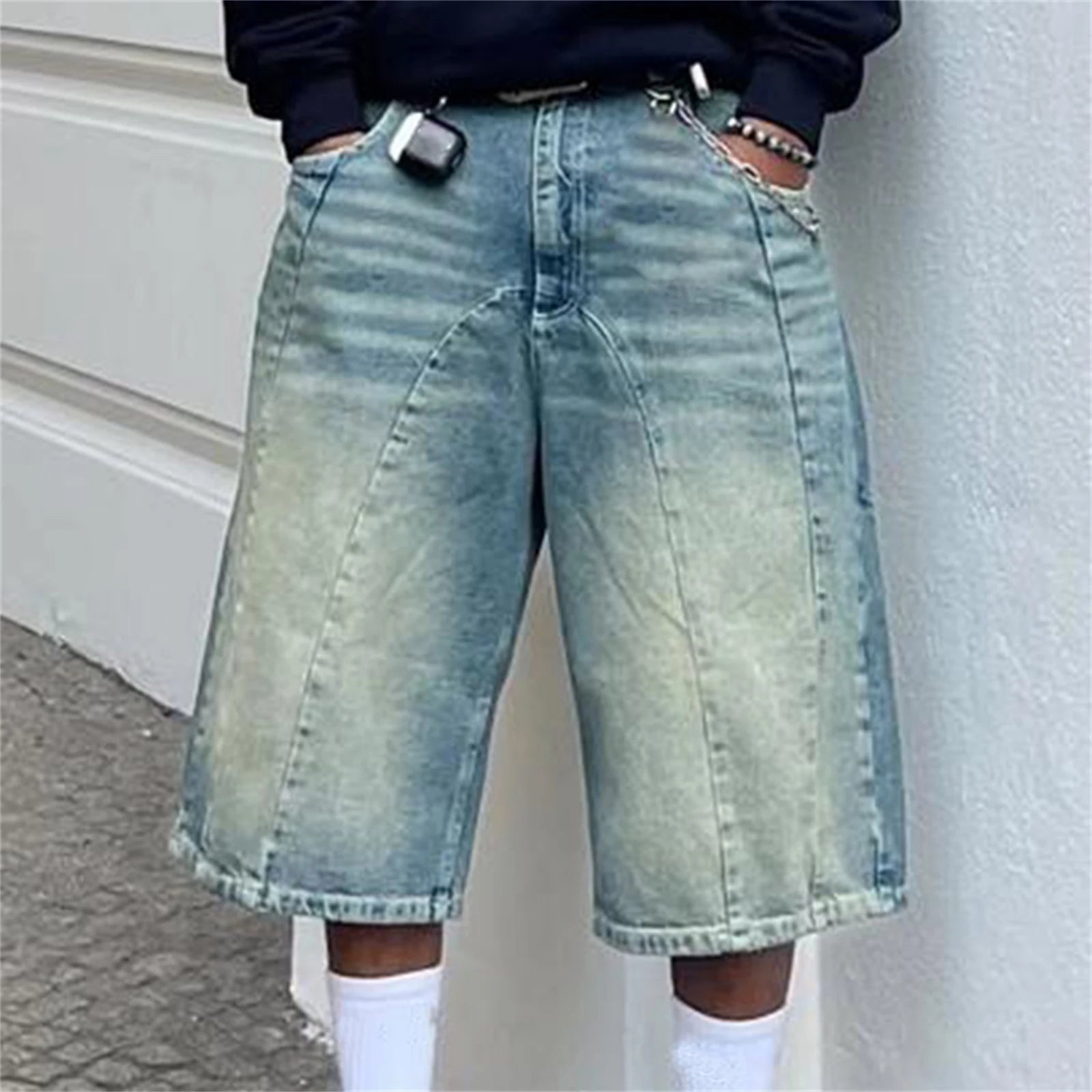 Men's baggy denim jeans men, light blue, casual summer wear