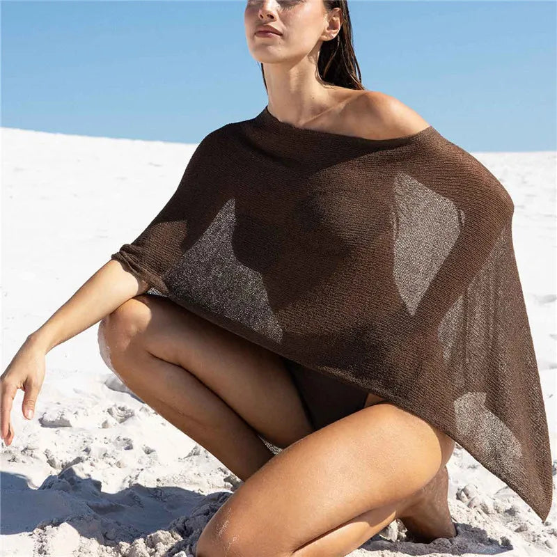 Women's brown beachwear bathing suits cover-up, stylish and lightweight