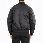 Men's black bomber jacket for casual outings, lightweight fabric