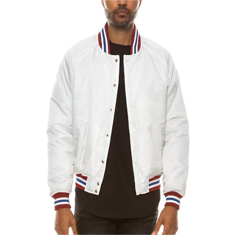 Men's white bomber jacket, lightweight, casual outerwear for stylish looks