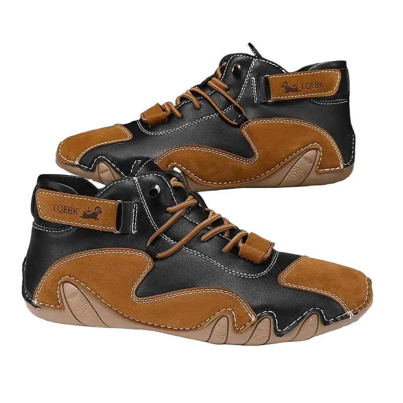Brooks sports shoes in black and brown leather for active lifestyle