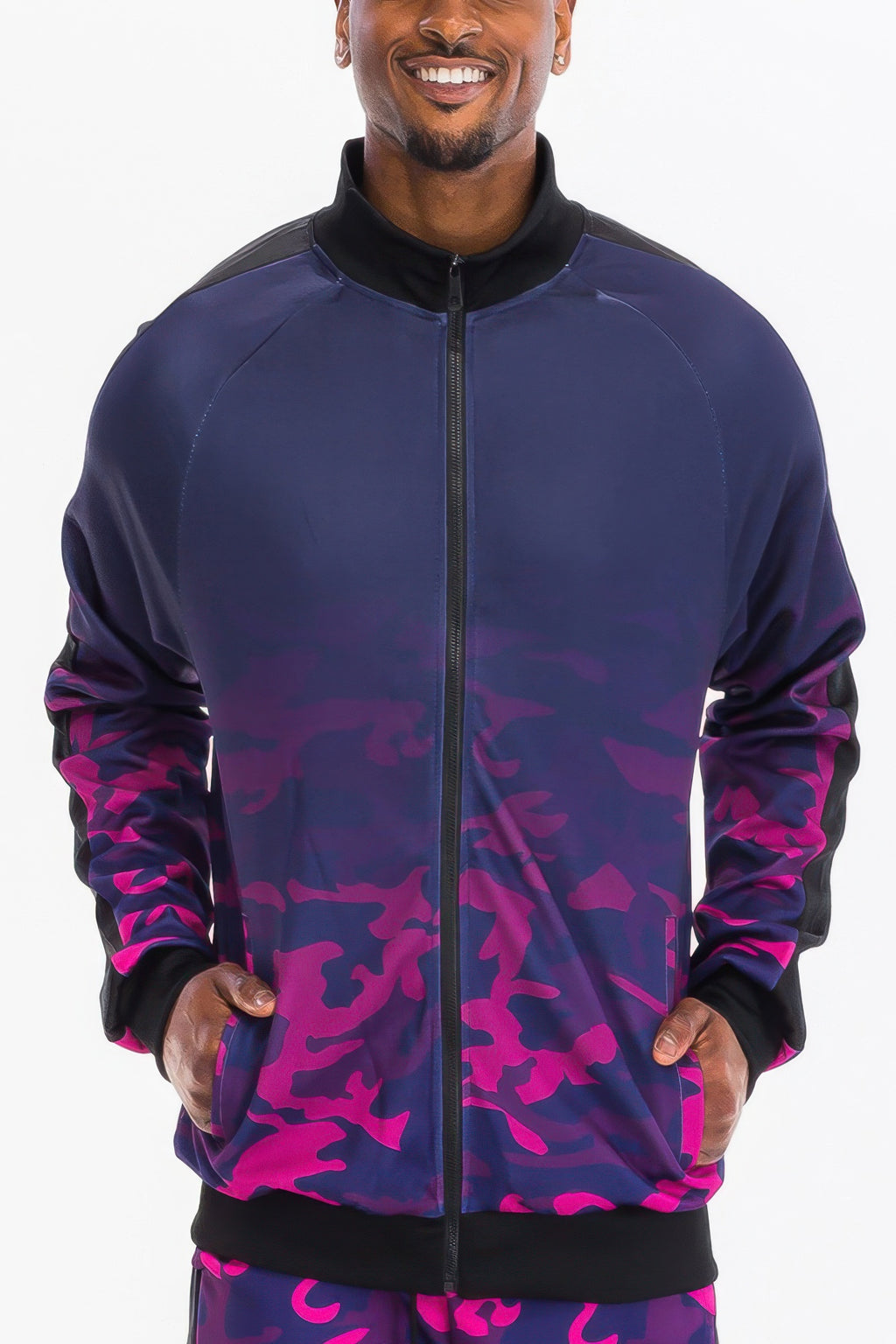 Men's camo jacket in purple, lightweight for casual wear