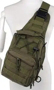 Olive green tactical shoulder bag for outdoor adventures