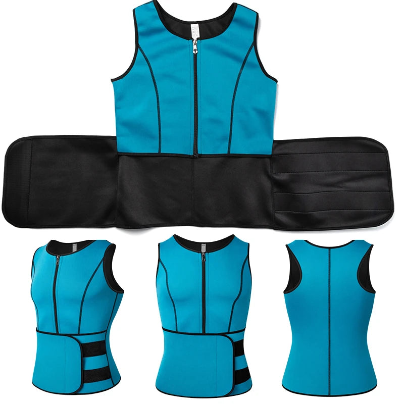 Men's blue compression shirt with adjustable support for workouts