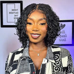 Curly bob wig in natural black for stylish everyday wear