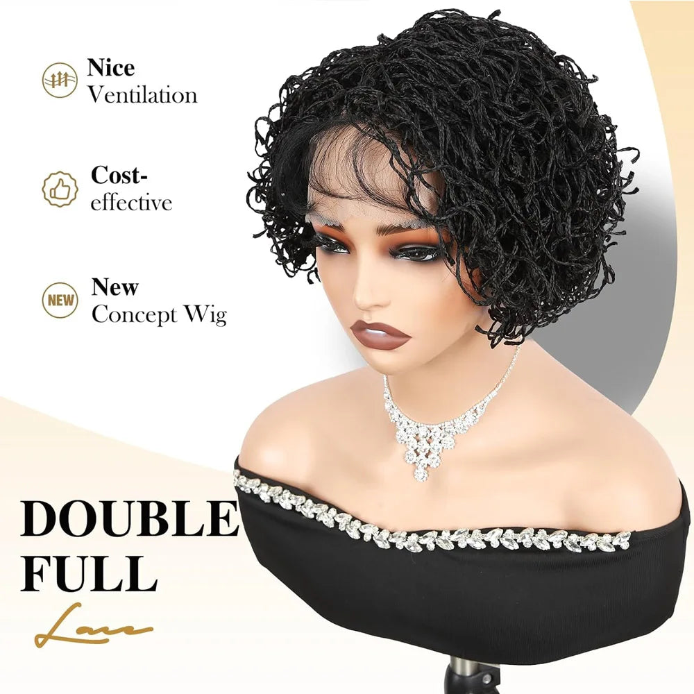 Curly bob wig in black, lightweight synthetic hair for stylish looks