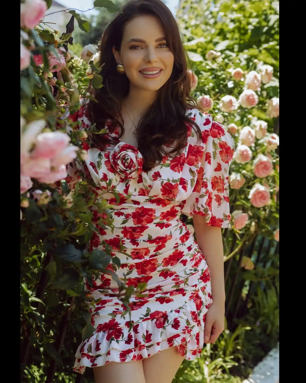 Women's floral mini dress, cotton material, perfect for spring outings