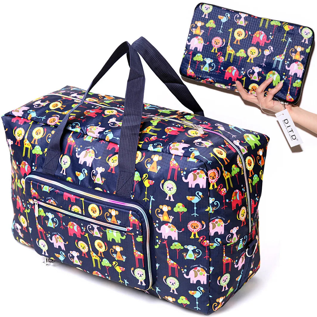 Colorful kids duffle bag in durable material for travel and play