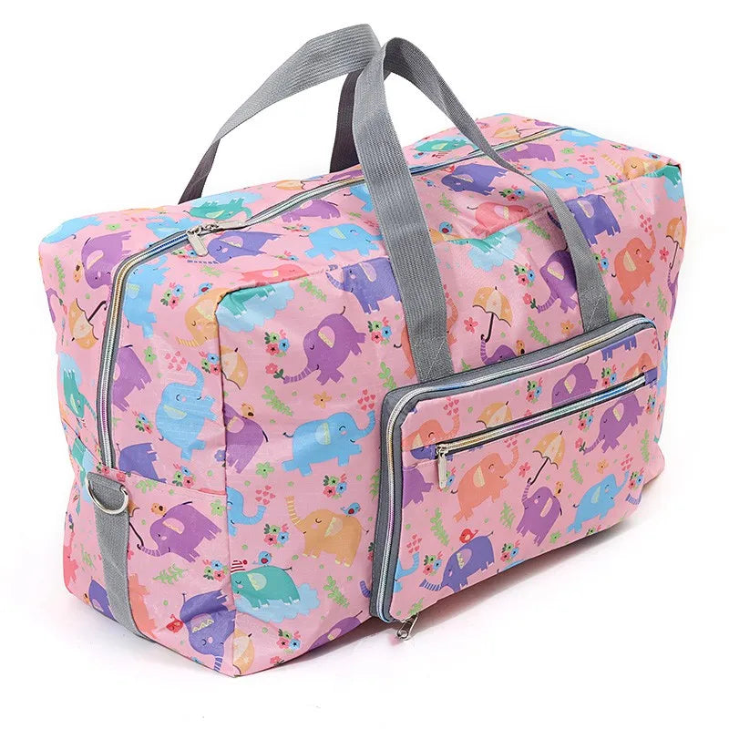Colorful elephants duffle bag, perfect for travel and storage
