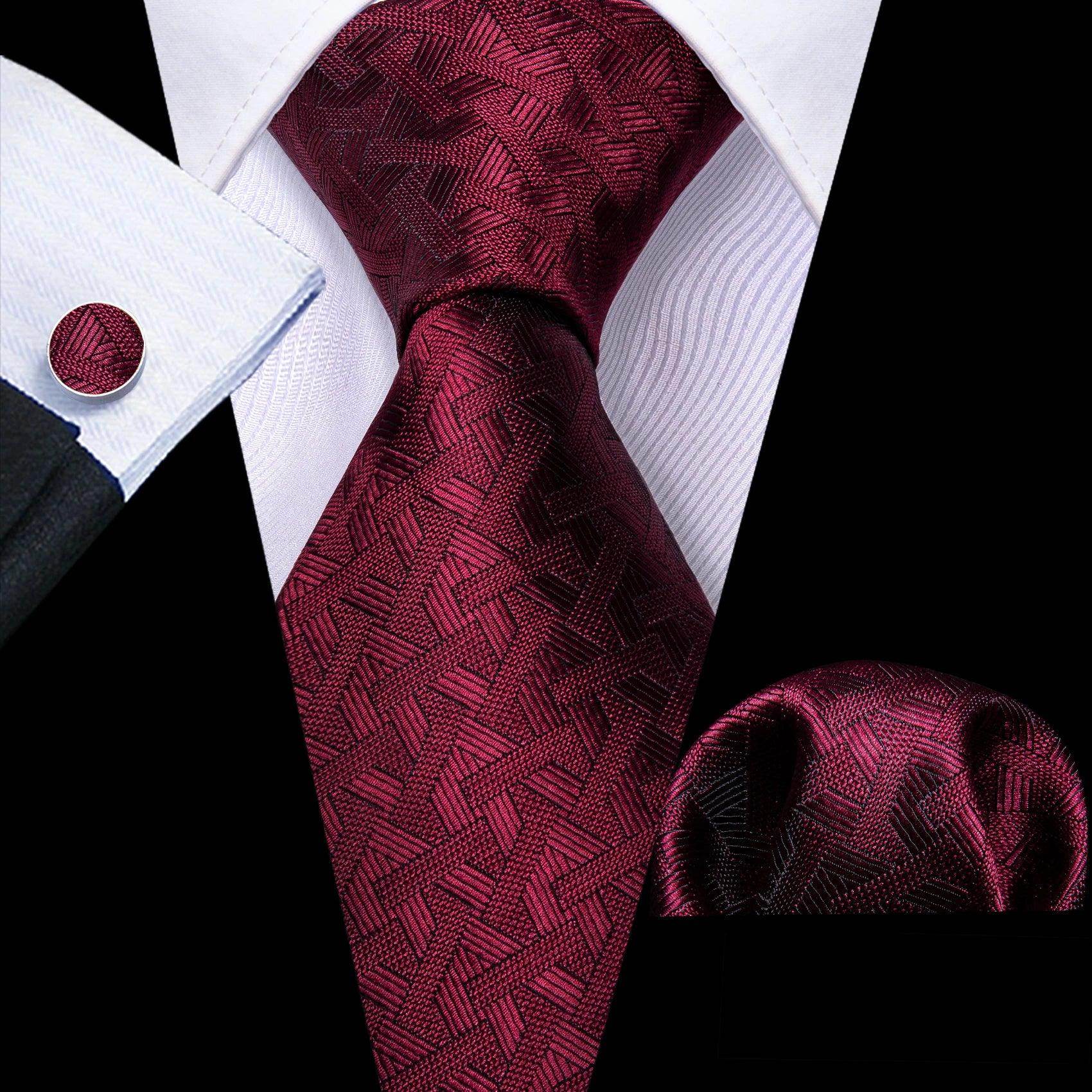 Fashion Red Tie Sets 8.5Cm Silk Jacquard Neckties Wedding - VacationGrabs