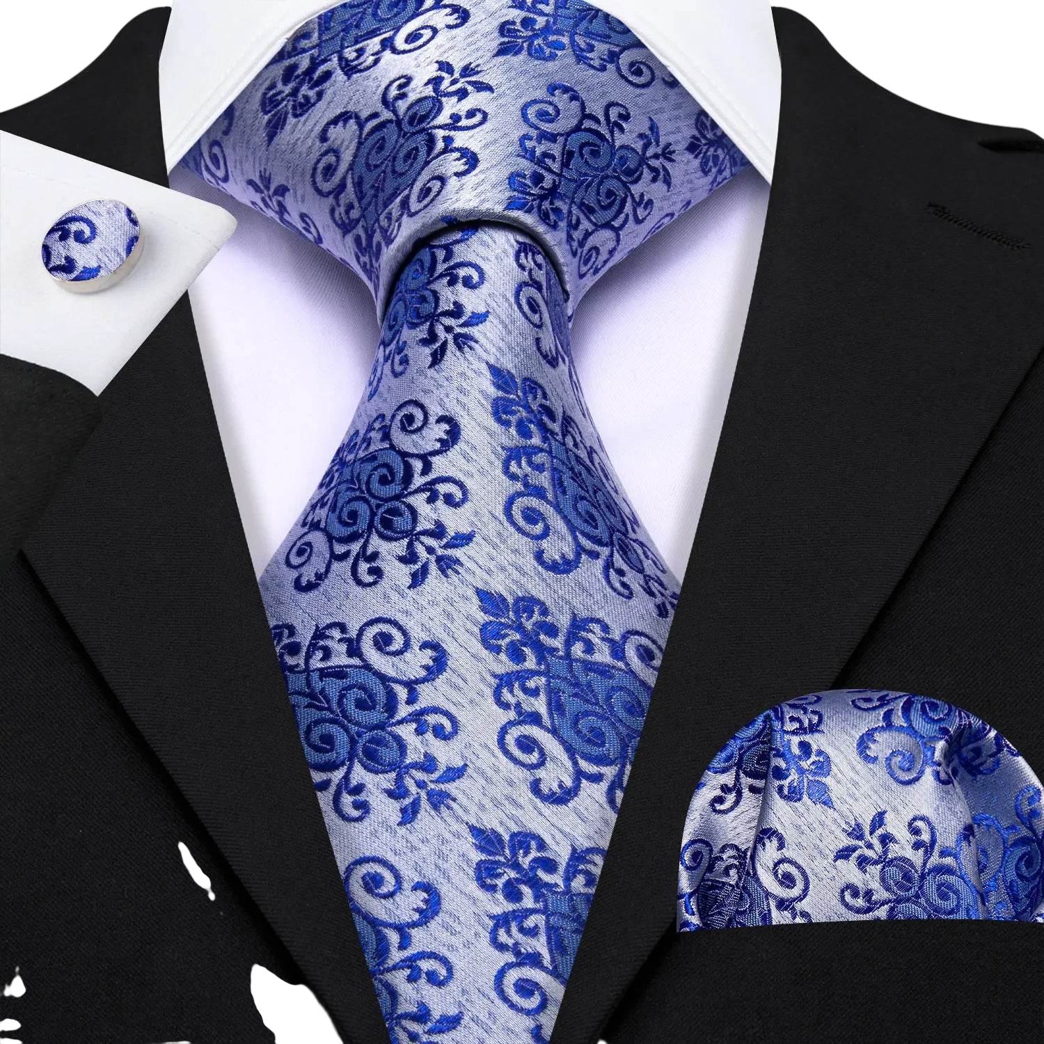 Floral Jacquard Silk Tie Set for Men