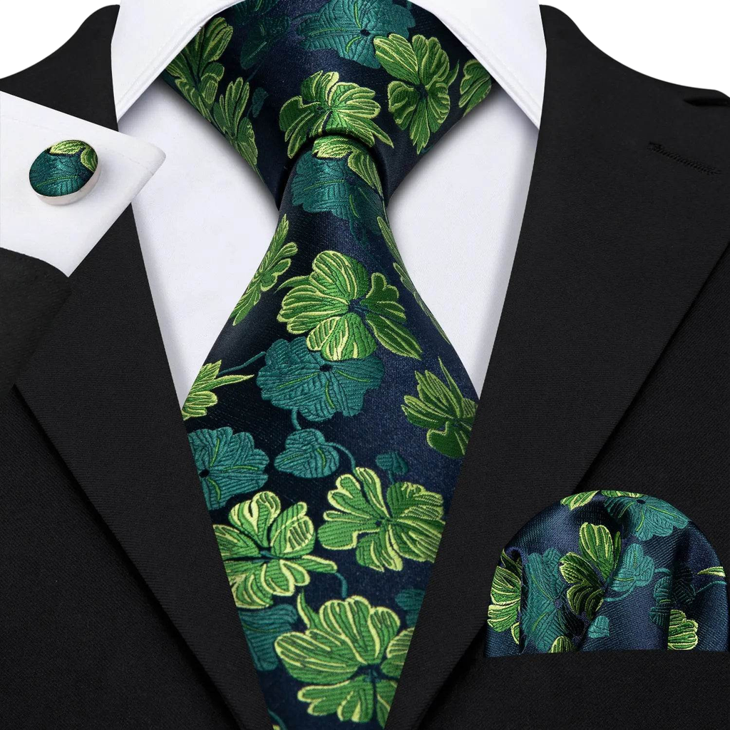 Floral Jacquard Silk Tie Set for Men