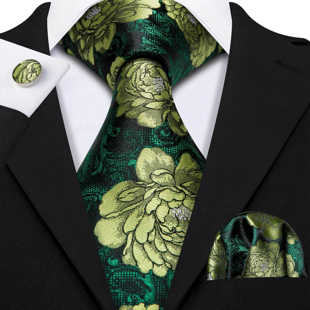 Floral Jacquard Silk Tie Set for Men