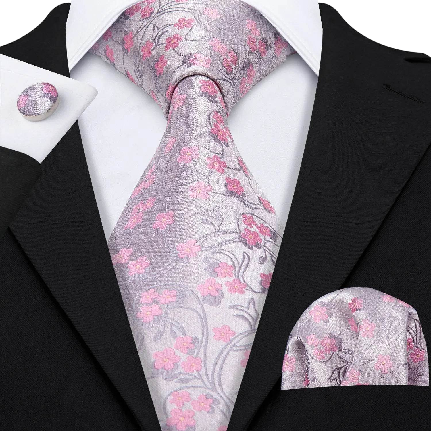 Floral Jacquard Silk Tie Set for Men