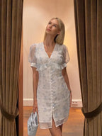 Women's floral mini dress in sheer fabric, perfect for summer outings