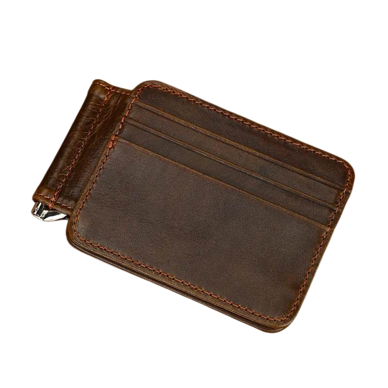 Genuine Leather Money Clip Wallet for Men & Women Card