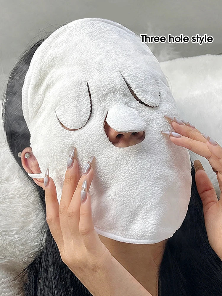 White hot compress face towel for soothing facial relaxation