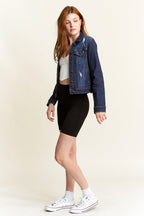 women's denim jacket, distressed style, casual wear