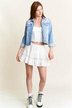 women's denim jacket, light blue, casual layering for spring