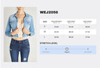 Women's light blue denim jacket with cropped design for casual wear