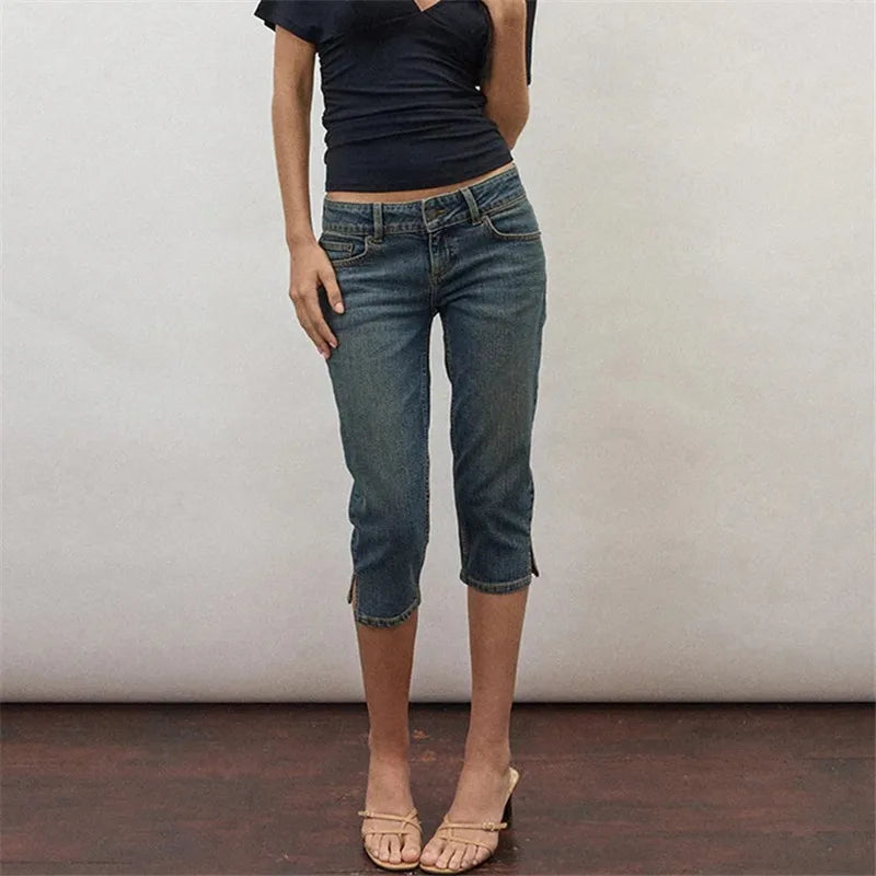 VacationGrabs women's jeans and capri in casual blue denim for everyday wear