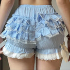 Women's blue lace bloomers with ruffled design, perfect for summer wear