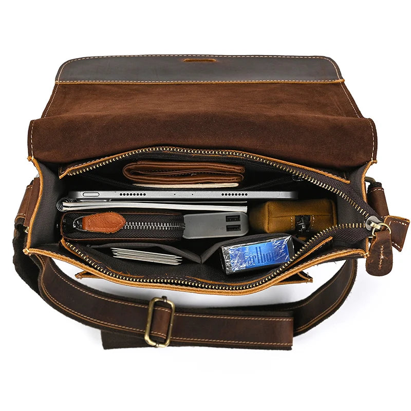 Brown leather crossbody mini bag for everyday use