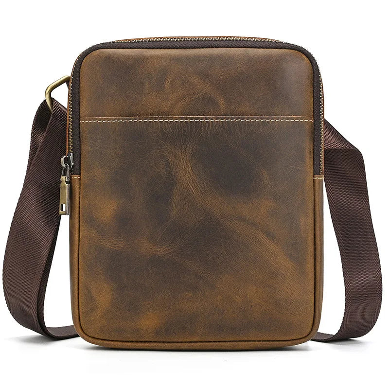 Brown leather crossbody mini bag for casual outings