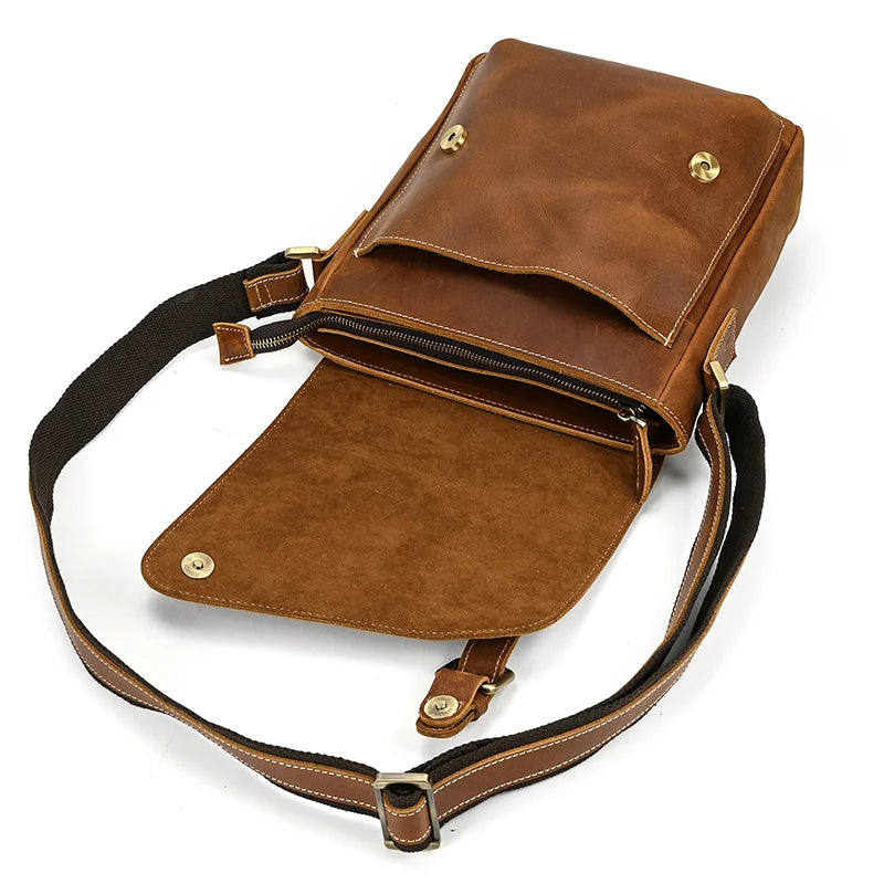 Leather crossbody mini bag in brown, perfect for casual outings