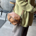 Brown leather crossbody mini bag for casual outings
