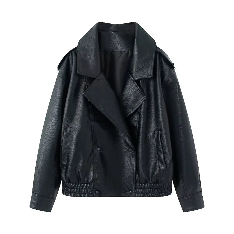 Black leather jacket biker for stylish rides and casual outings