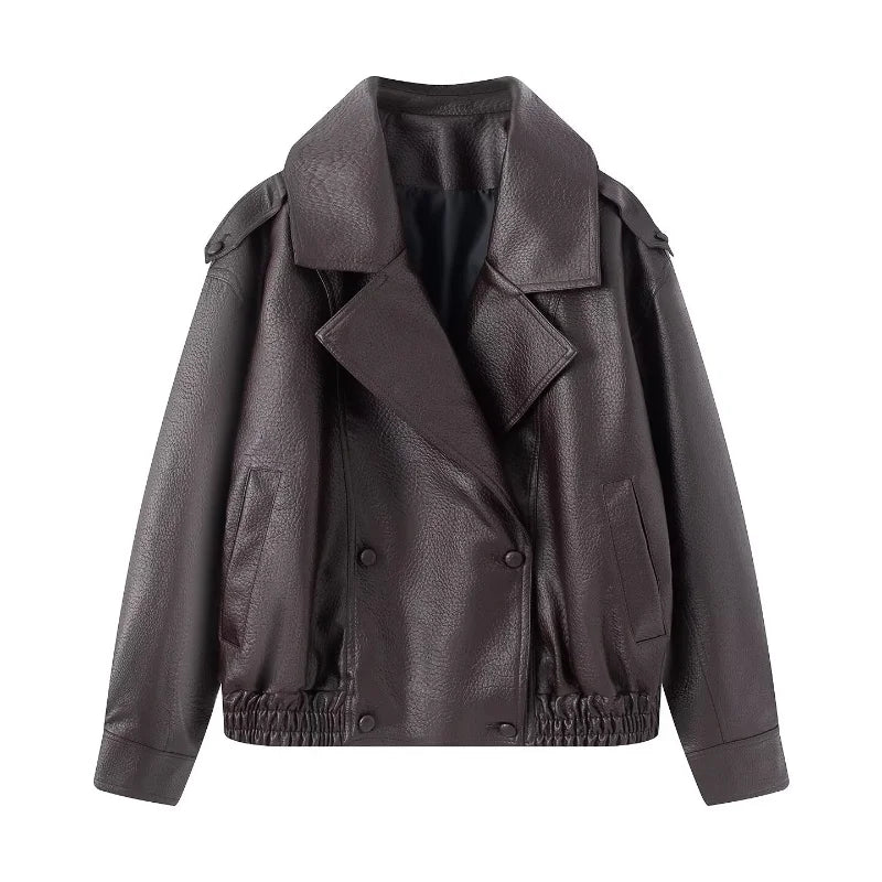 women's brown leather jacket biker for stylish cool weather outings