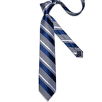 Luxury blue striped necktie set for men, formal wear accessory