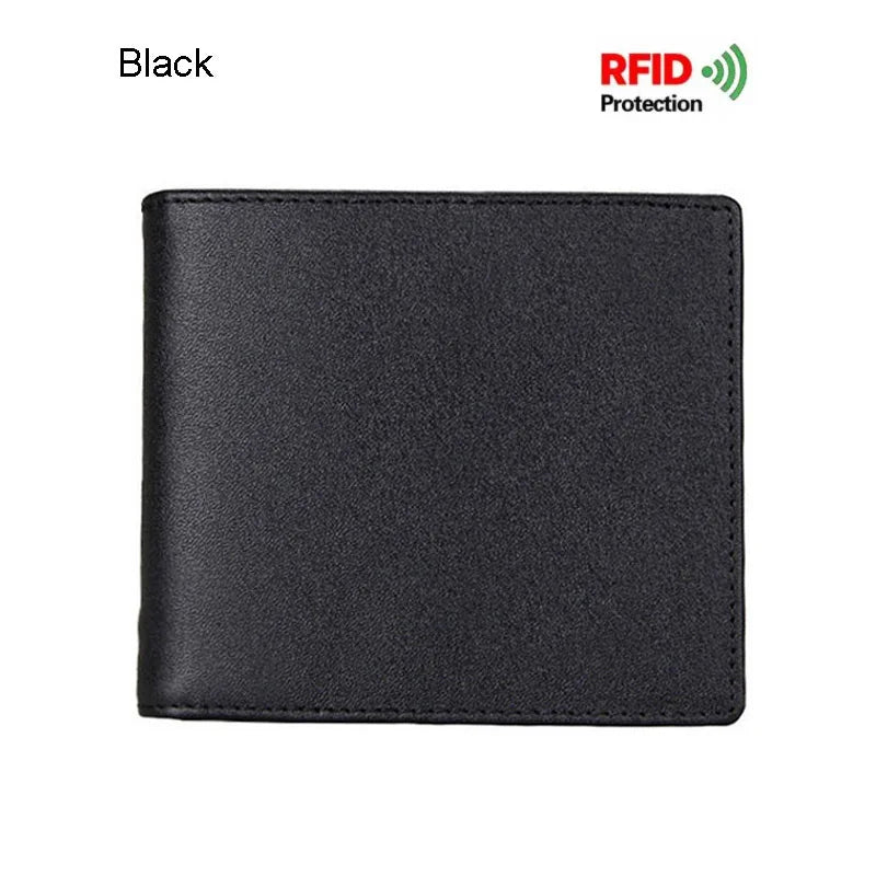 Black wallet leather mens with RFID protection for secure storage