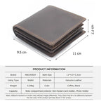 Brown leather men's wallet, genuine material for daily use