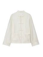 Women's white jacket with mandarin collar, casual style, lightweight fabric