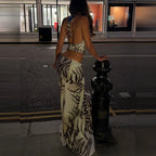 Women's matching set, zebra print, perfect for evening events