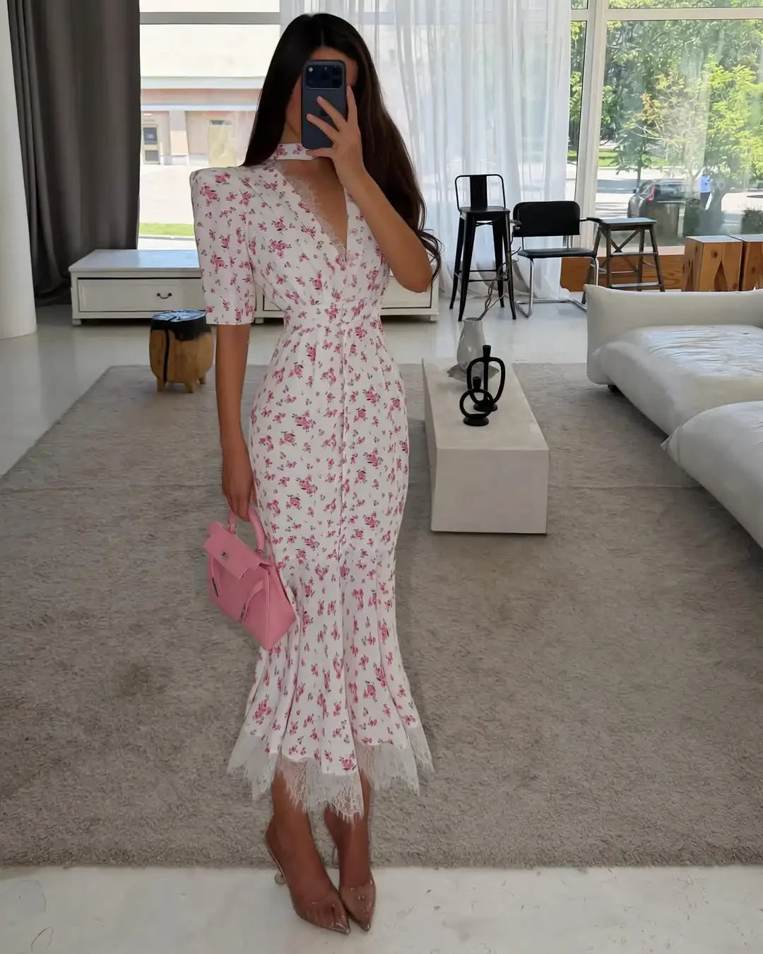 Womens floral white and maxi dress, perfect for summer occasions